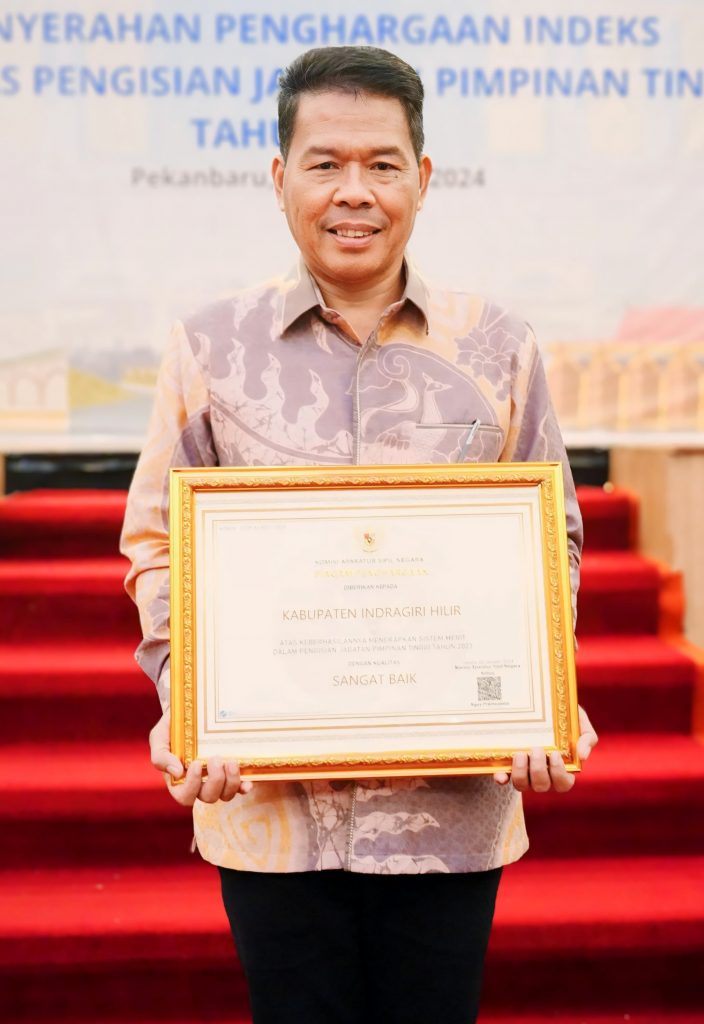 Pemkab Inhil Raih Penghargaan Indeks Kualitas Pengisian Jabatan Pimpinan Tinggi (JPT) Tahun 2023 Kategori 